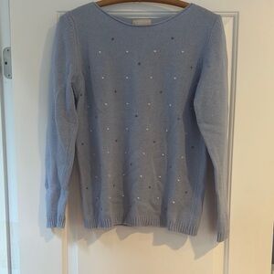 Merona Blue Crew Neck Sweater with Polka Dot Embellishments